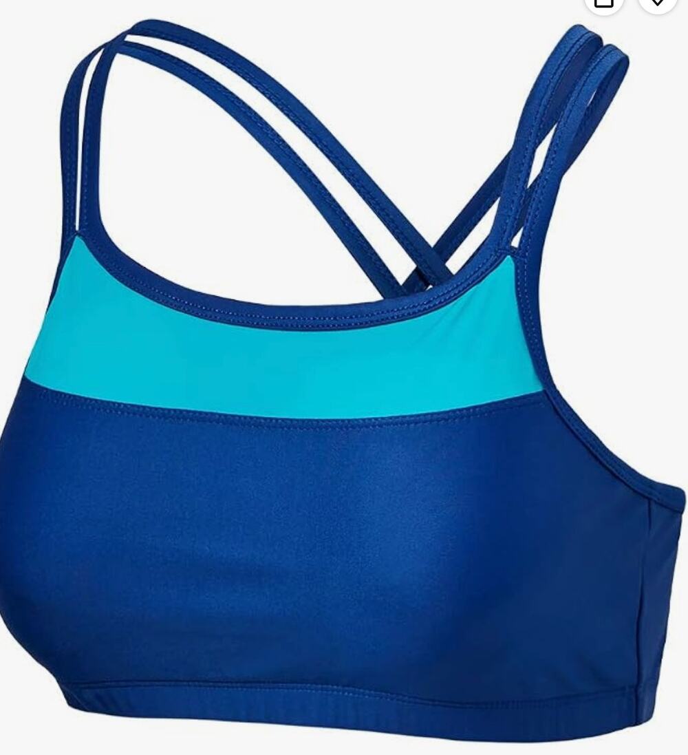 UV SKINZ Women’s Crisscross Swim Bra - UPF 50+ Sun Protection blue teal sz 3XL